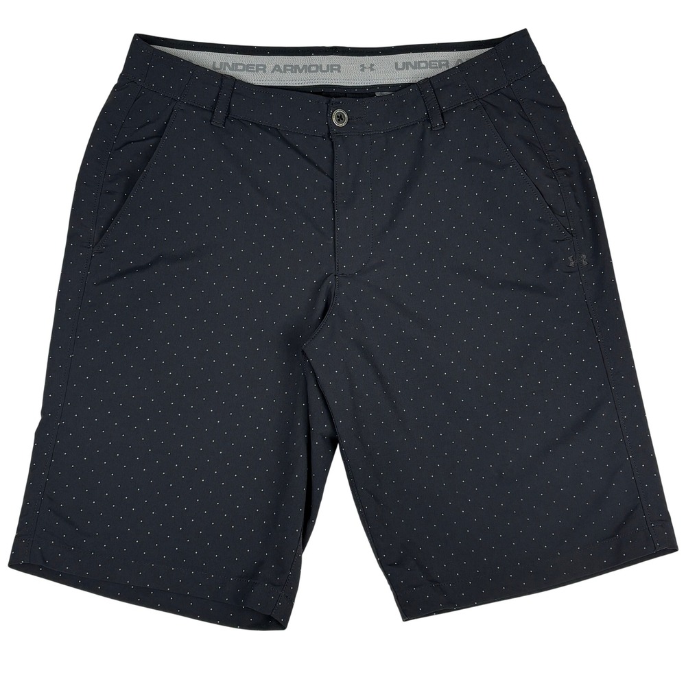 Under Armour HeatGear Golf Shorts Black Polka Dot Loose Fit‎ Mens 34